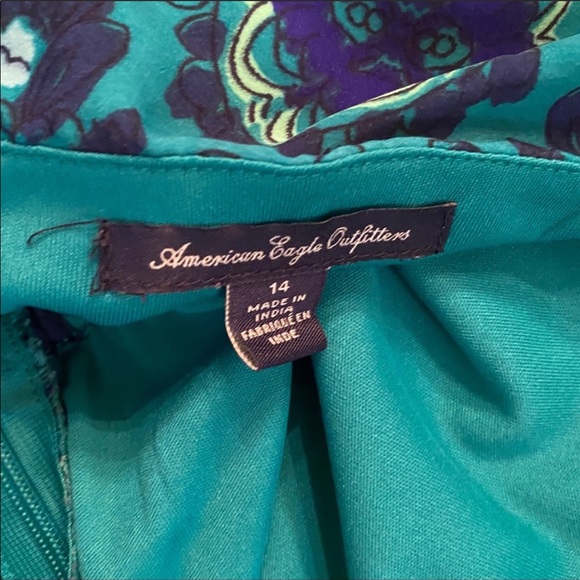 American Eagle Mixed Print Ruffle Dress Size 14 - Picture 7 of 15